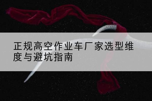 堆龙德庆高空作业车厂家-正规选型维度与避坑指南